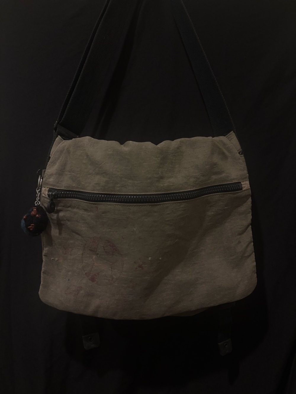 Kipling Olive Messenger Bag with Zip Pocket